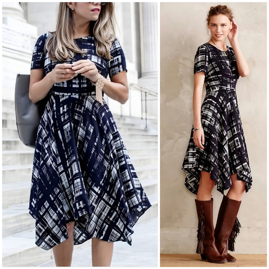 Corey Lynn Calter Painted Abstract Navy White Dress